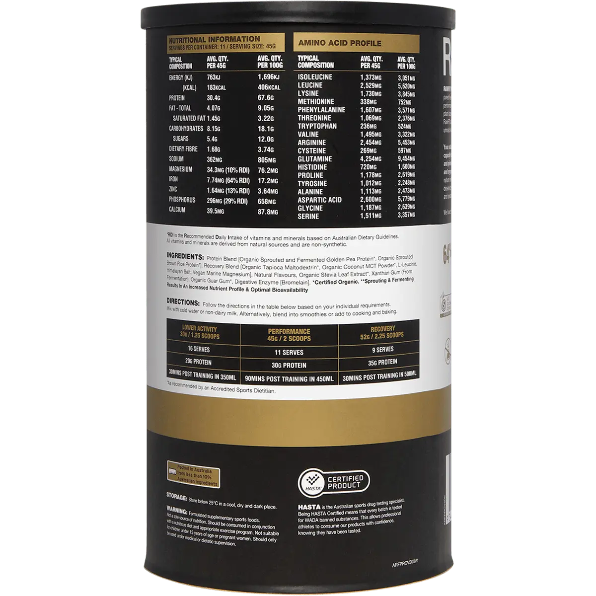 Amazonia RawFIT Plant Protein Organic Perform & Recover Creamy Vanilla — side pack image (UHP)