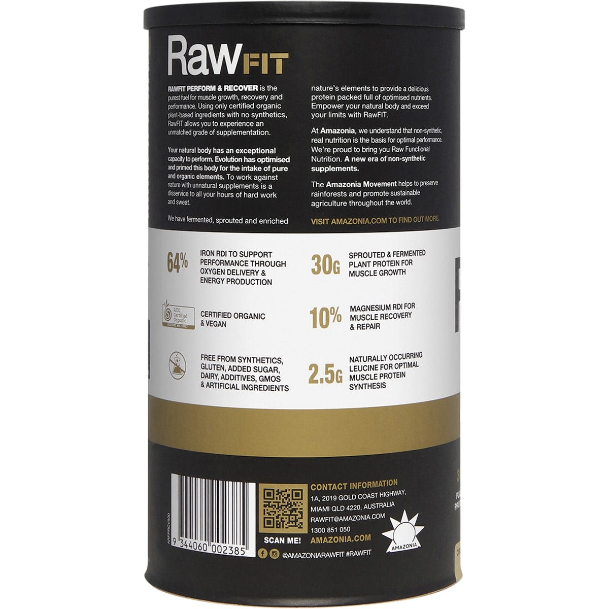 Amazonia RawFIT Plant Protein Organic Perform & Recover Creamy Vanilla