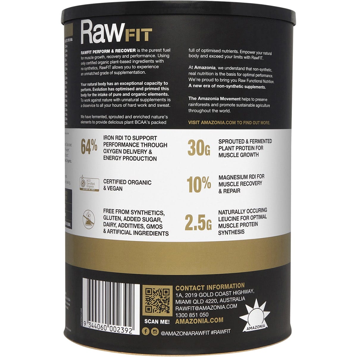 Amazonia RawFIT Plant Protein Organic Perform & Recover Creamy Vanilla