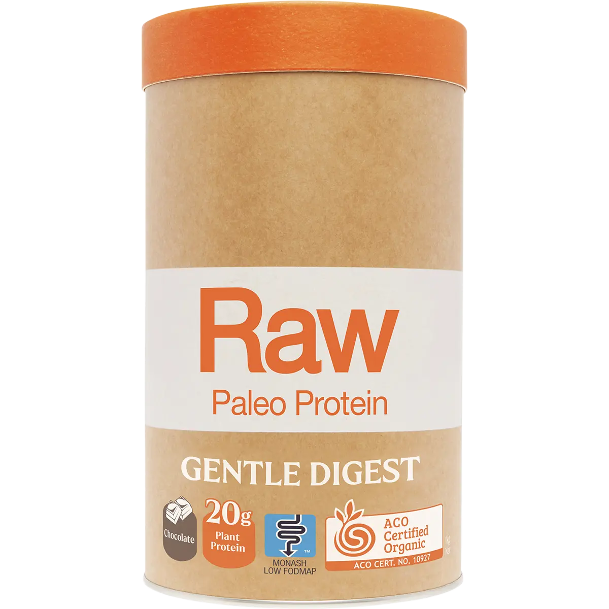 Amazonia Raw Paleo Protein Gentle Digest 1kg Chocolate — front pack image (UHP)