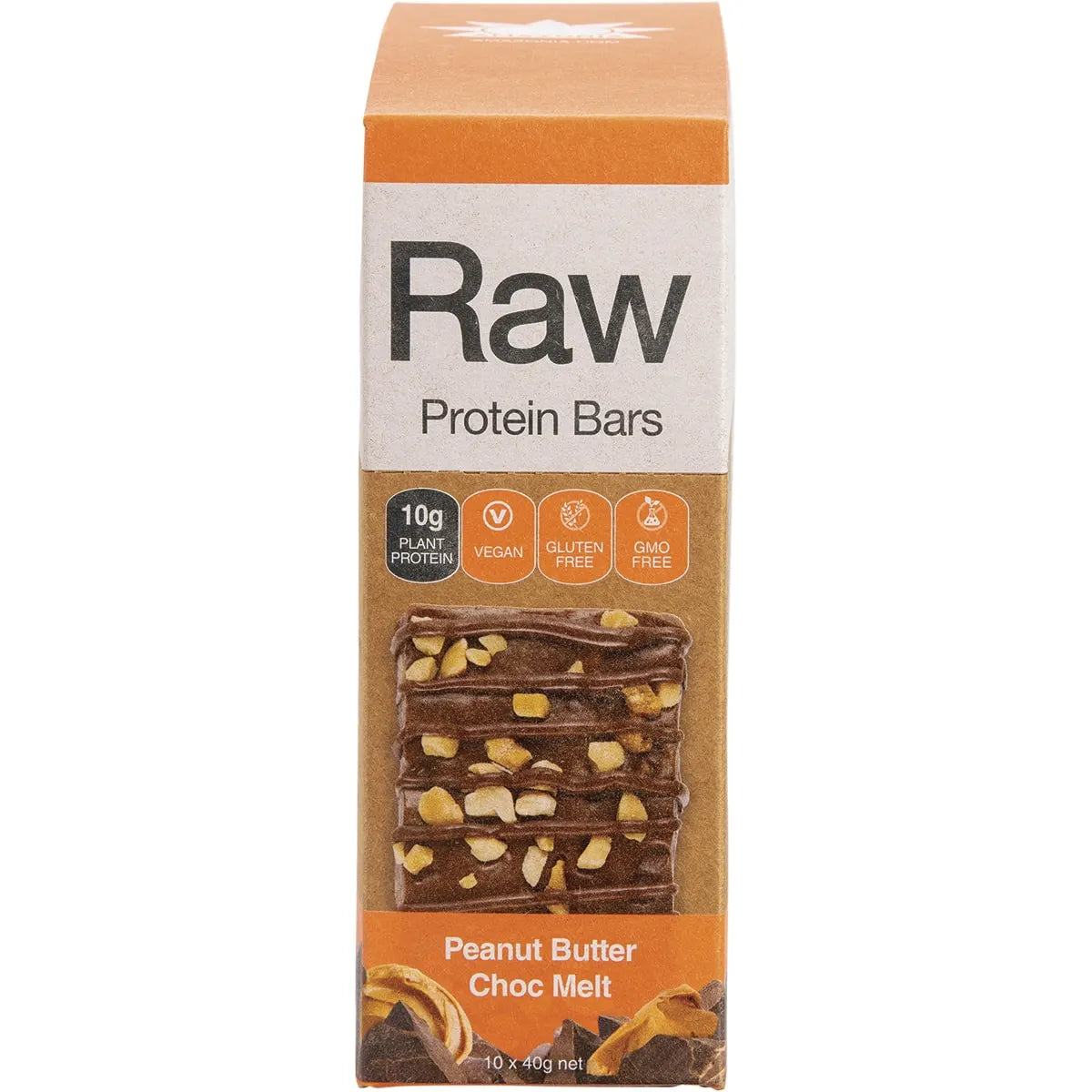 Amazonia Raw Protein Bar Peanut Butter Choc Melt 10 x 40g