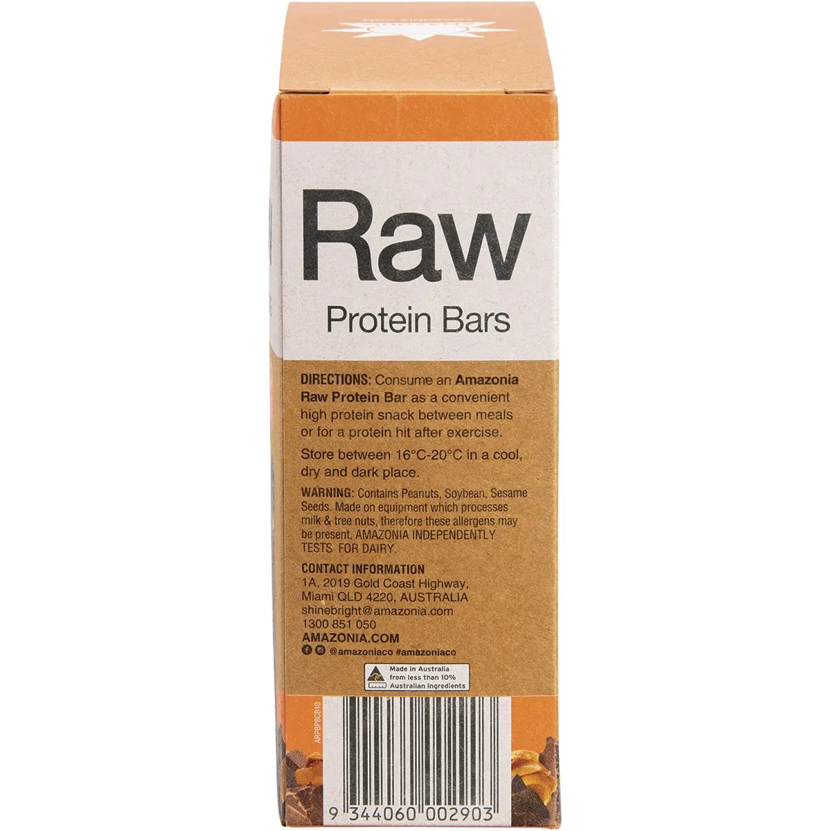 Amazonia Raw Protein Bar Peanut Butter Choc Melt 10 x 40g