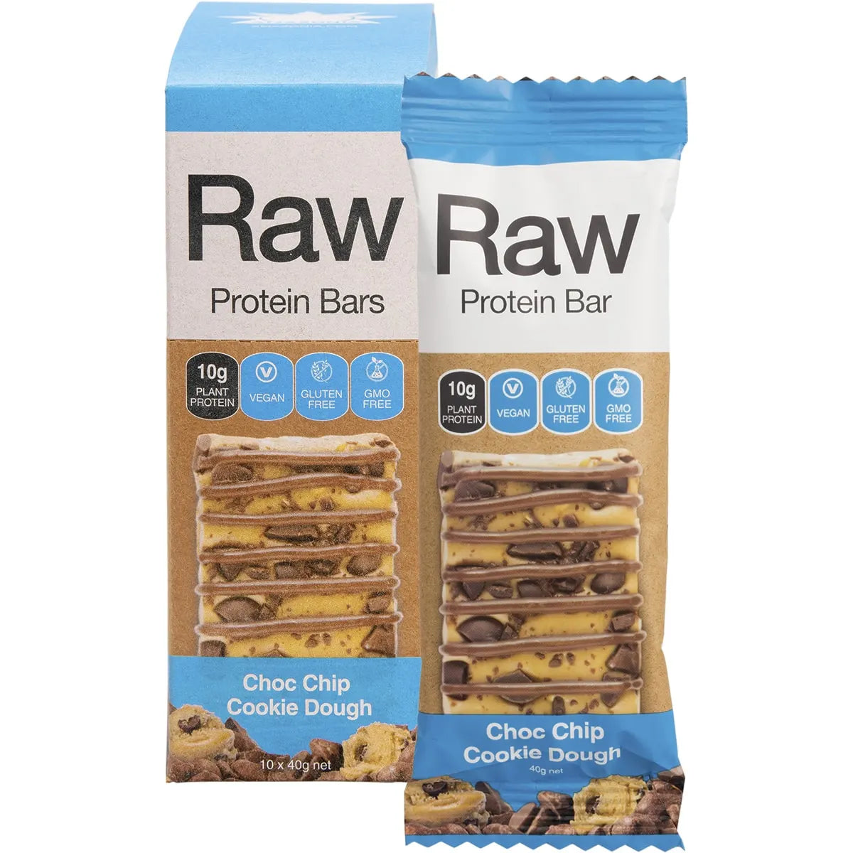 Amazonia Raw Protein Bar Choc Chip Cookie Dough 10 x 40g