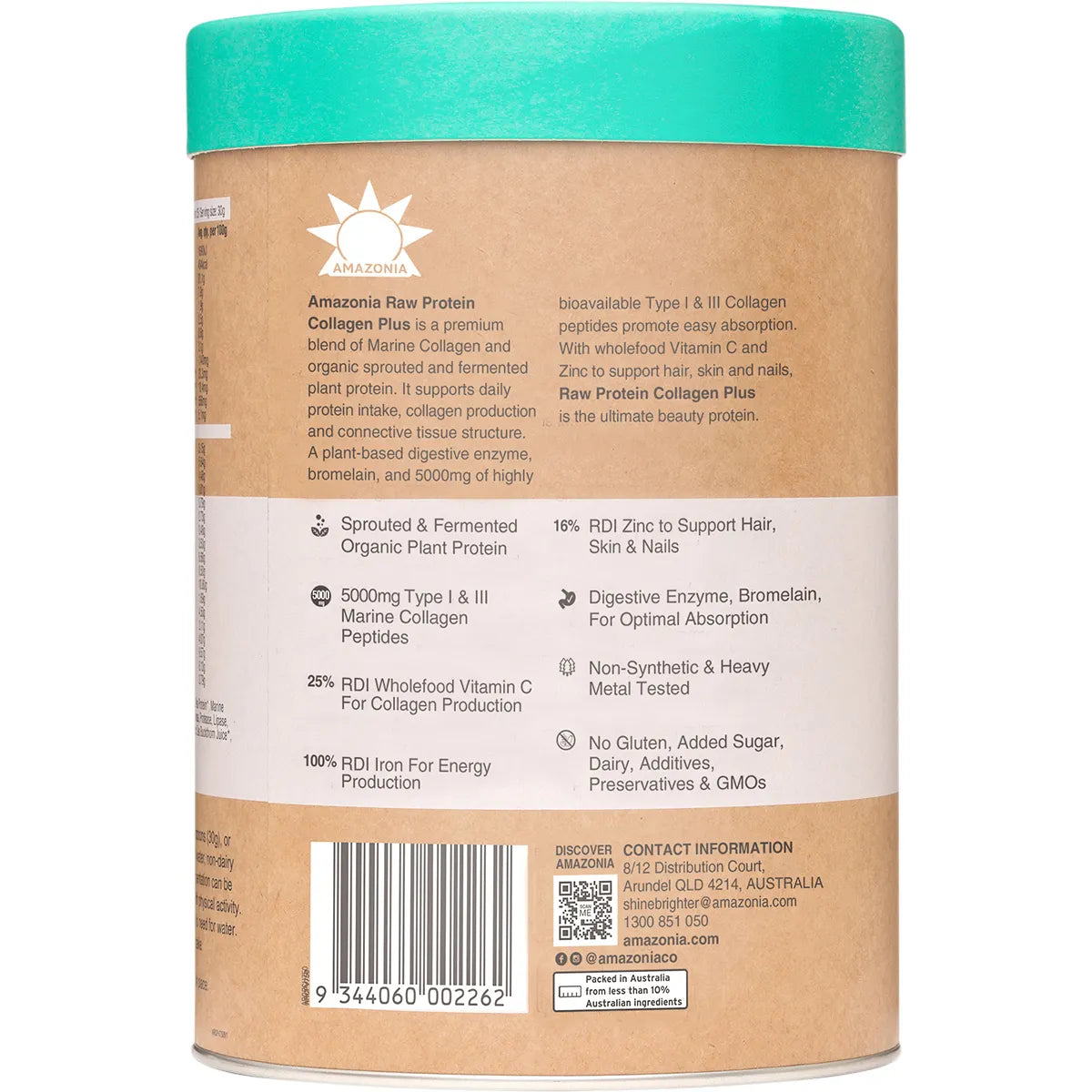 Amazonia Raw Protein Collagen Plus Choc Hazelnut 750g