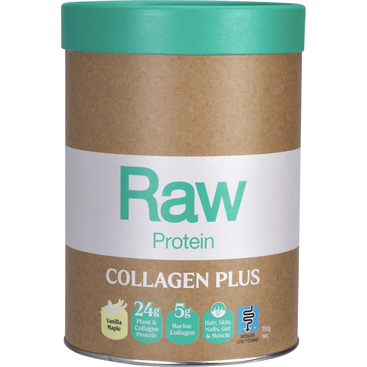 Amazonia Raw Protein Collagen Plus Vanilla Maple 750g — front pack image (UHP)