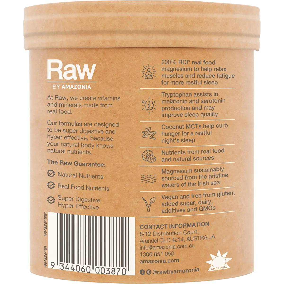 Amazonia Raw Sleep Magnesium Dreamy Vanilla — side pack image (UHP)