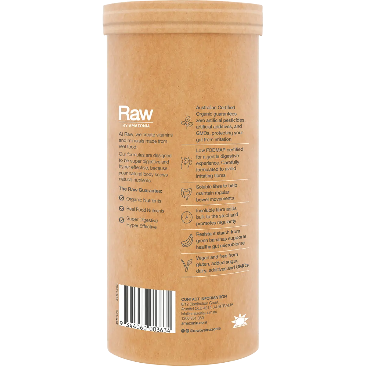 Amazonia Raw Organic Fibre Lemon Lime 300g — side pack image (UHP)