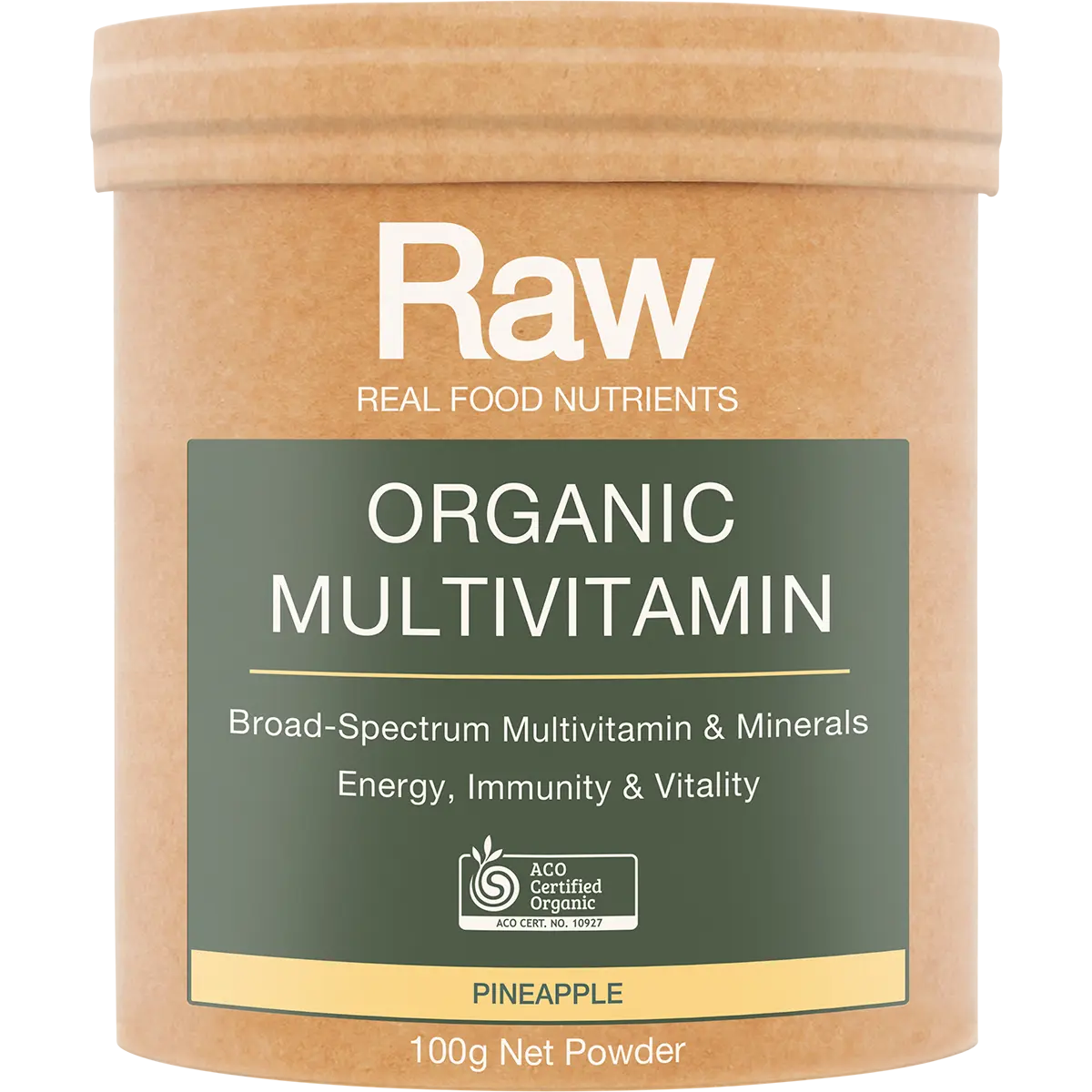 Amazonia Raw Organic Multivitamin Pineapple — front pack image (UHP)
