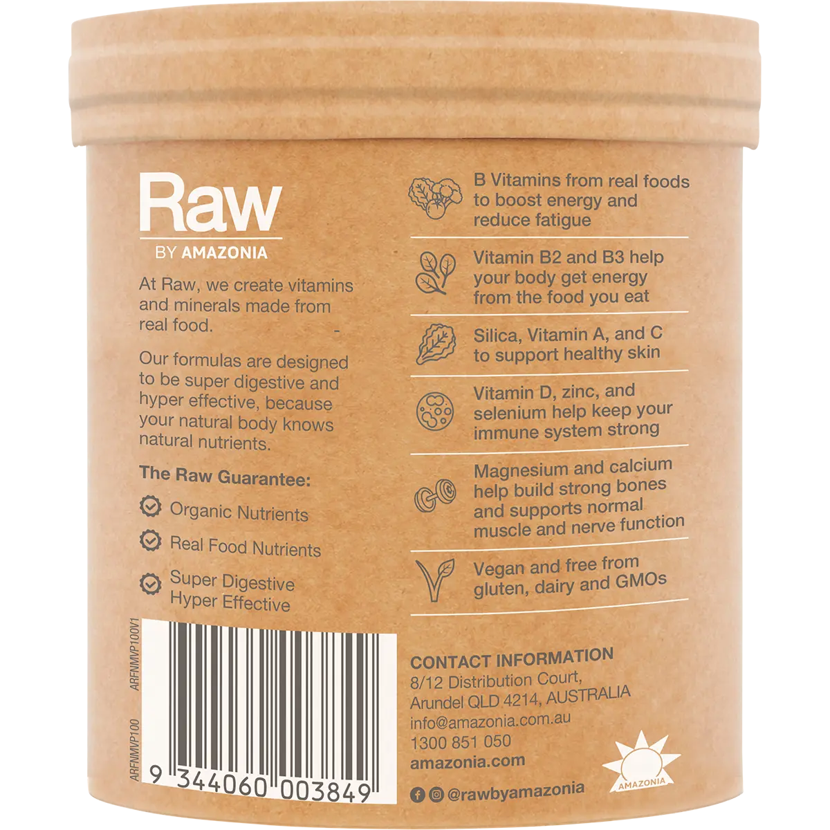 Amazonia Raw Organic Multivitamin Pineapple — side pack image (UHP)