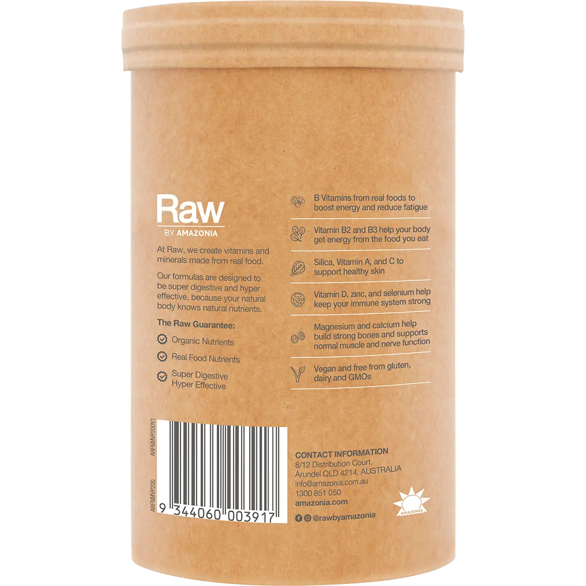 Amazonia Raw Organic Multivitamin Pineapple — side pack image (UHP)
