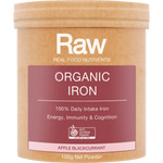 Amazonia Raw Organic Iron Apple Blackcurrant — front pack image (UHP)