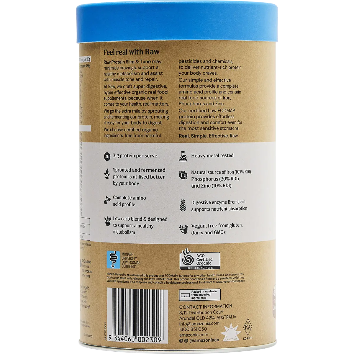 Amazonia Raw Protein Slim & Tone Triple Chocolate — back pack image (UHP)