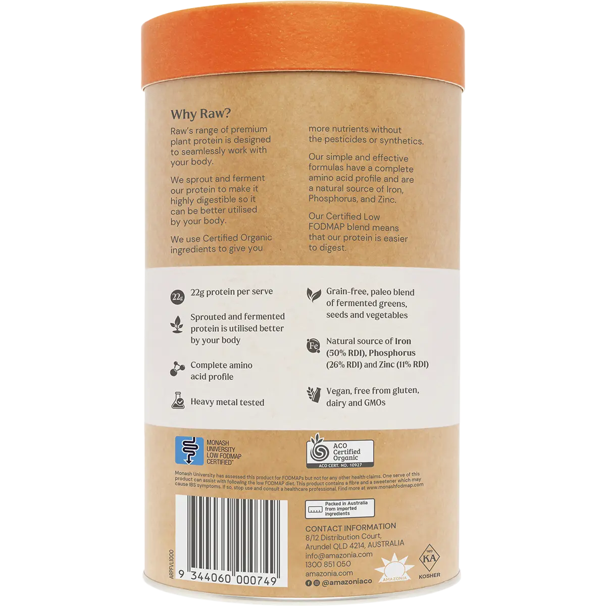 Amazonia Raw Paleo Protein Gentle Digest 1kg Vanilla — side pack image (UHP)