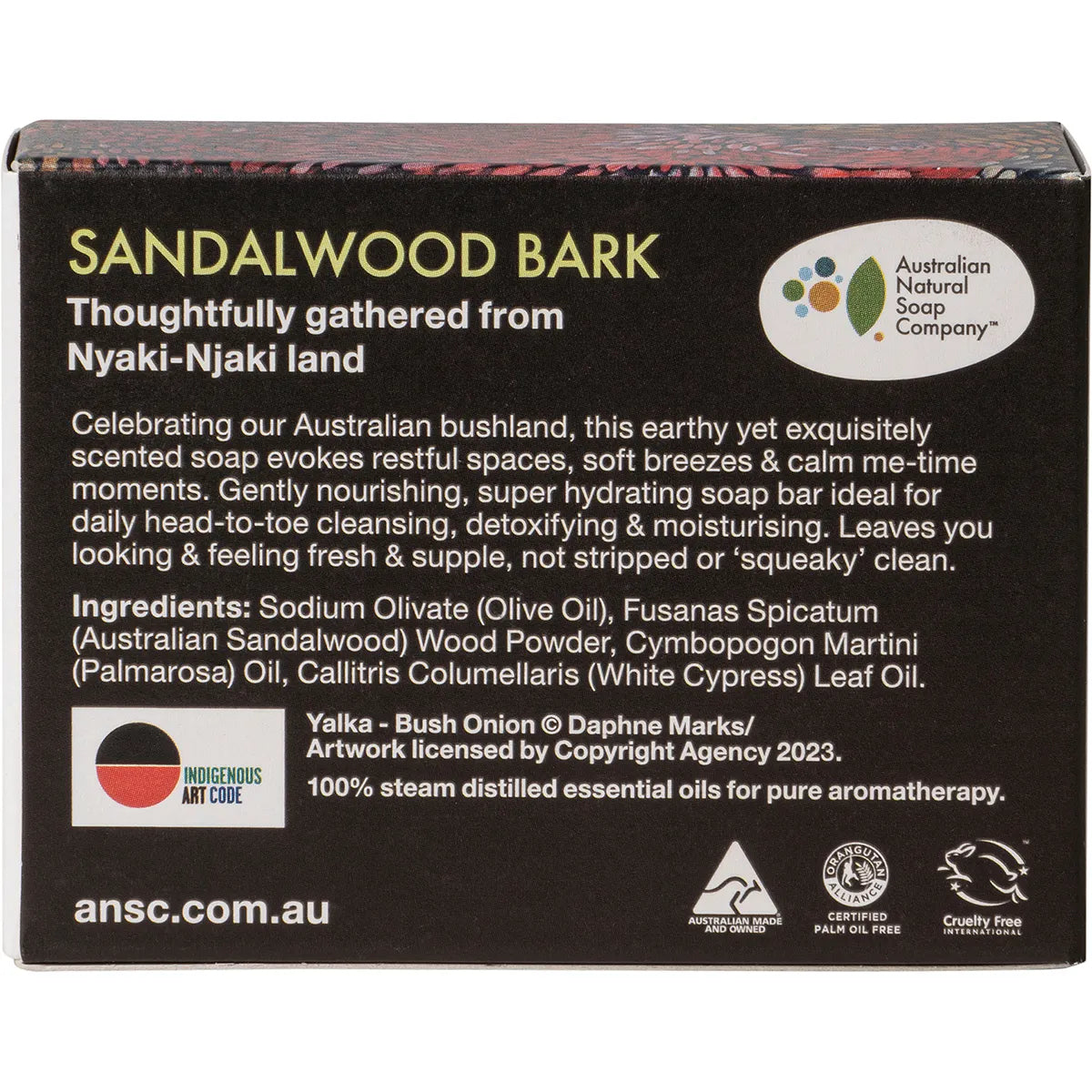 The Australian Natural Co Hand & Body Australian Bush Soap Sandalwood Bark 100g