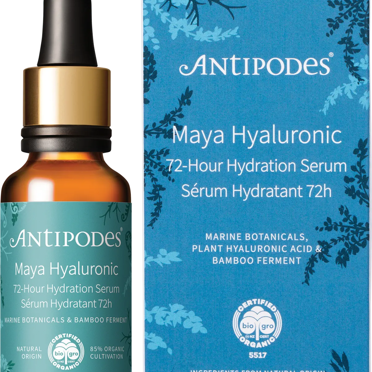 Antipodes Maya Hyaluronic 72-Hour Hydration Serum 30ml — front pack image (UHP)