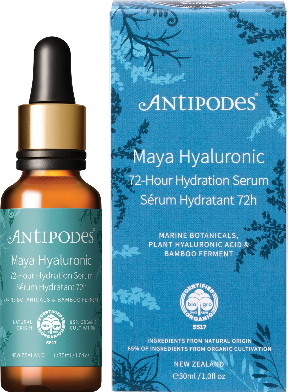 Antipodes Maya Hyaluronic 72-Hour Hydration Serum 30ml — front pack image (UHP)