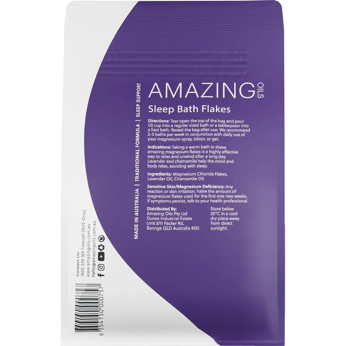 Amazing Oils Magnesium Sleep Bath Flakes with Lavender & Chamomile