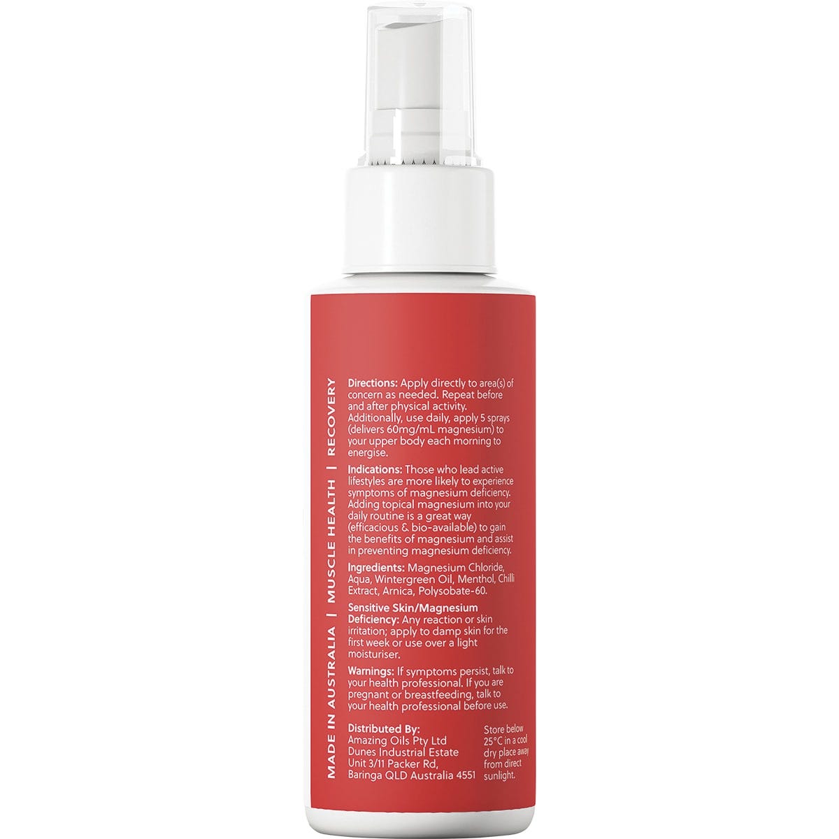 Amazing Oils Magnesium Active Spray With Arnica, Wintergreen & Menthol 125ml