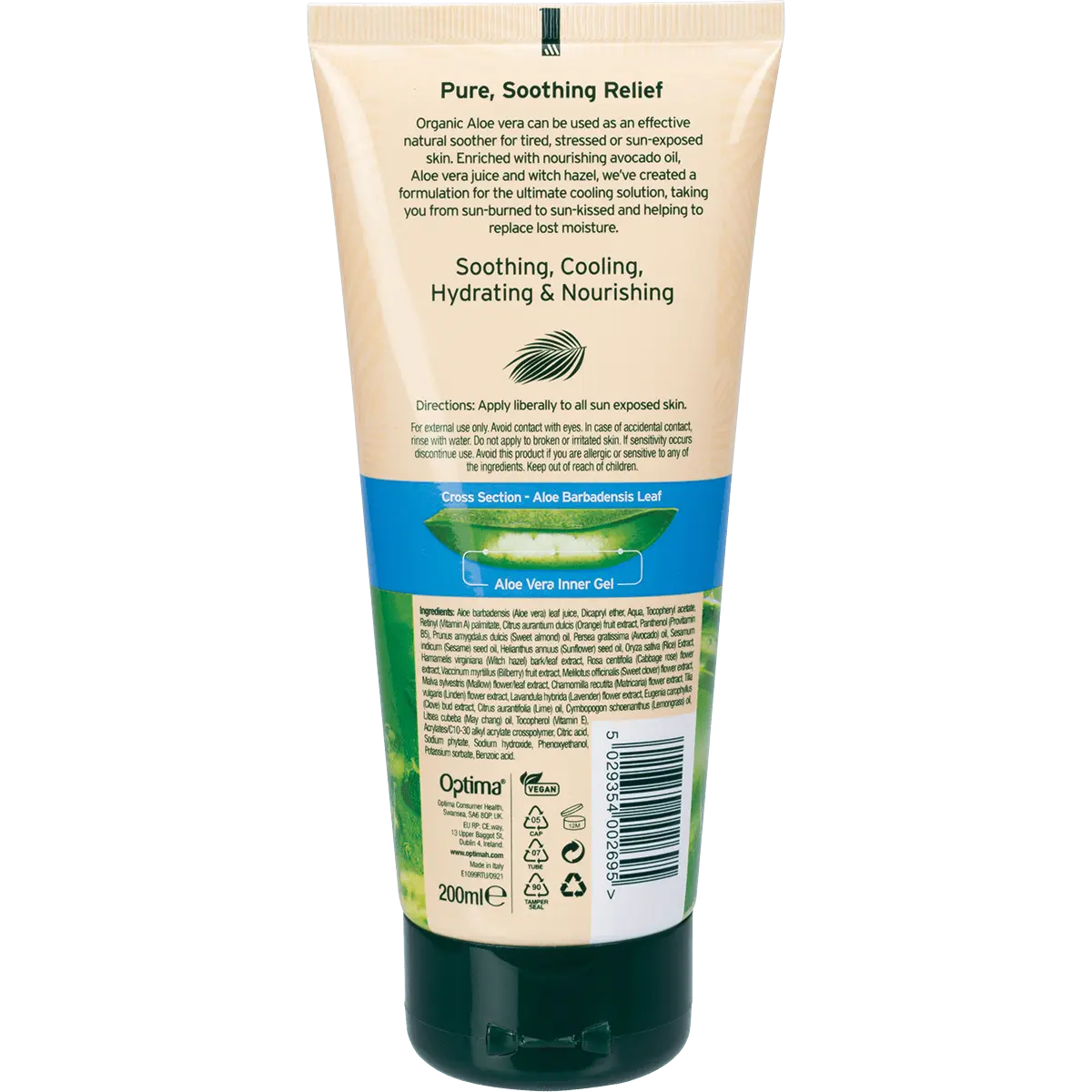 Aloe Pura Aloe Vera Lotion After Sun Lotion 200ml — back pack image (UHP)