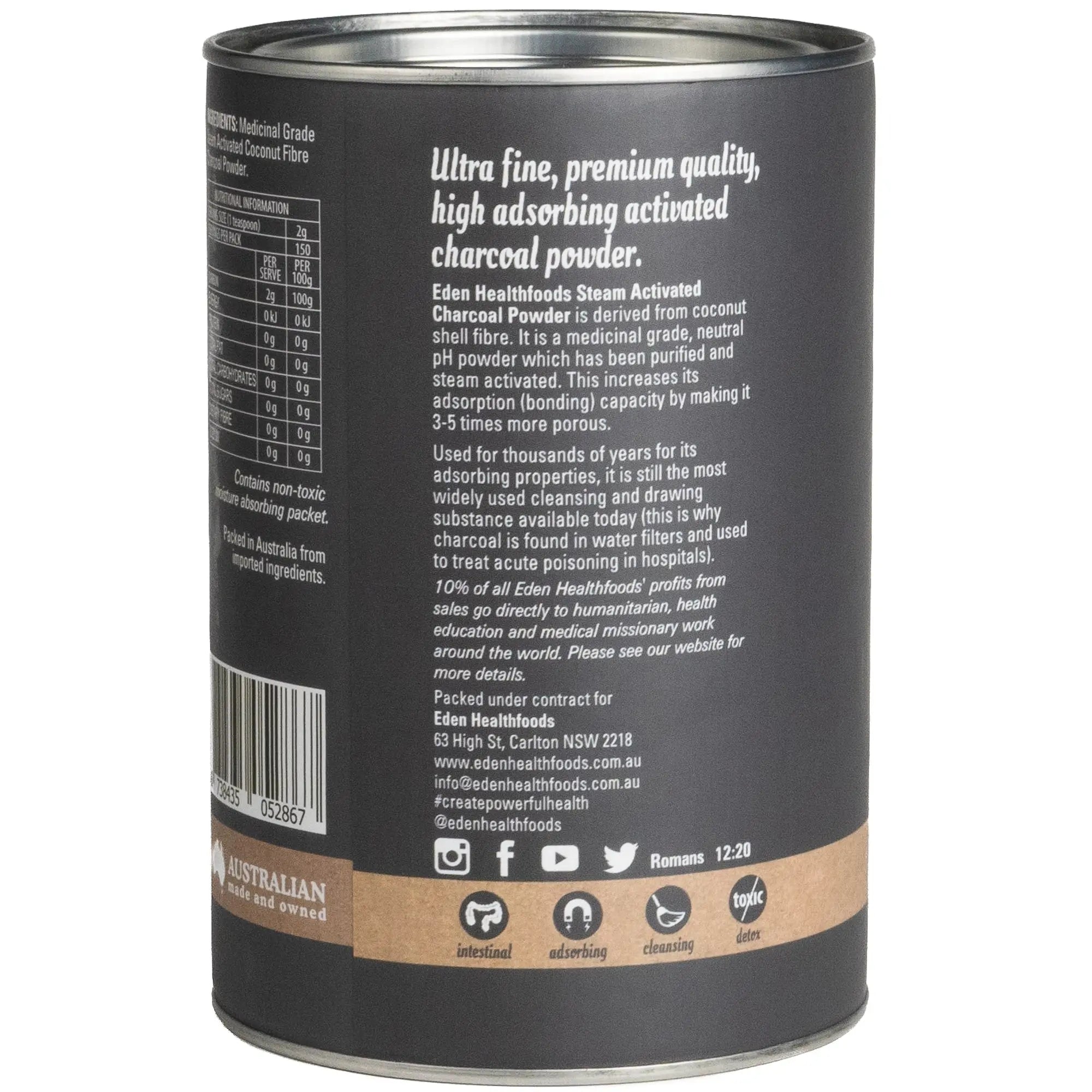 Eden Healthfoods Activated Charcoal Steam Activated Powder – product image