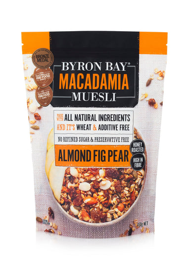 byron bay macadamia muesli almond fig & pear 450g