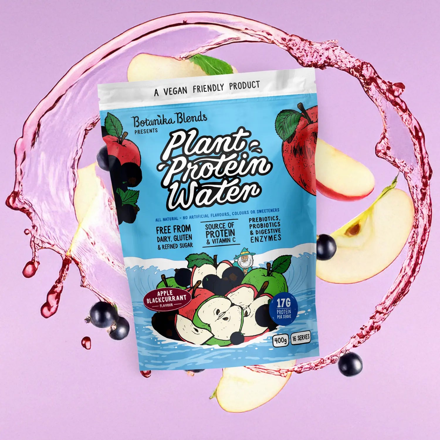 Botanika Blends Plant Protein Water Apple Blackcurrant 400g — official flavour image