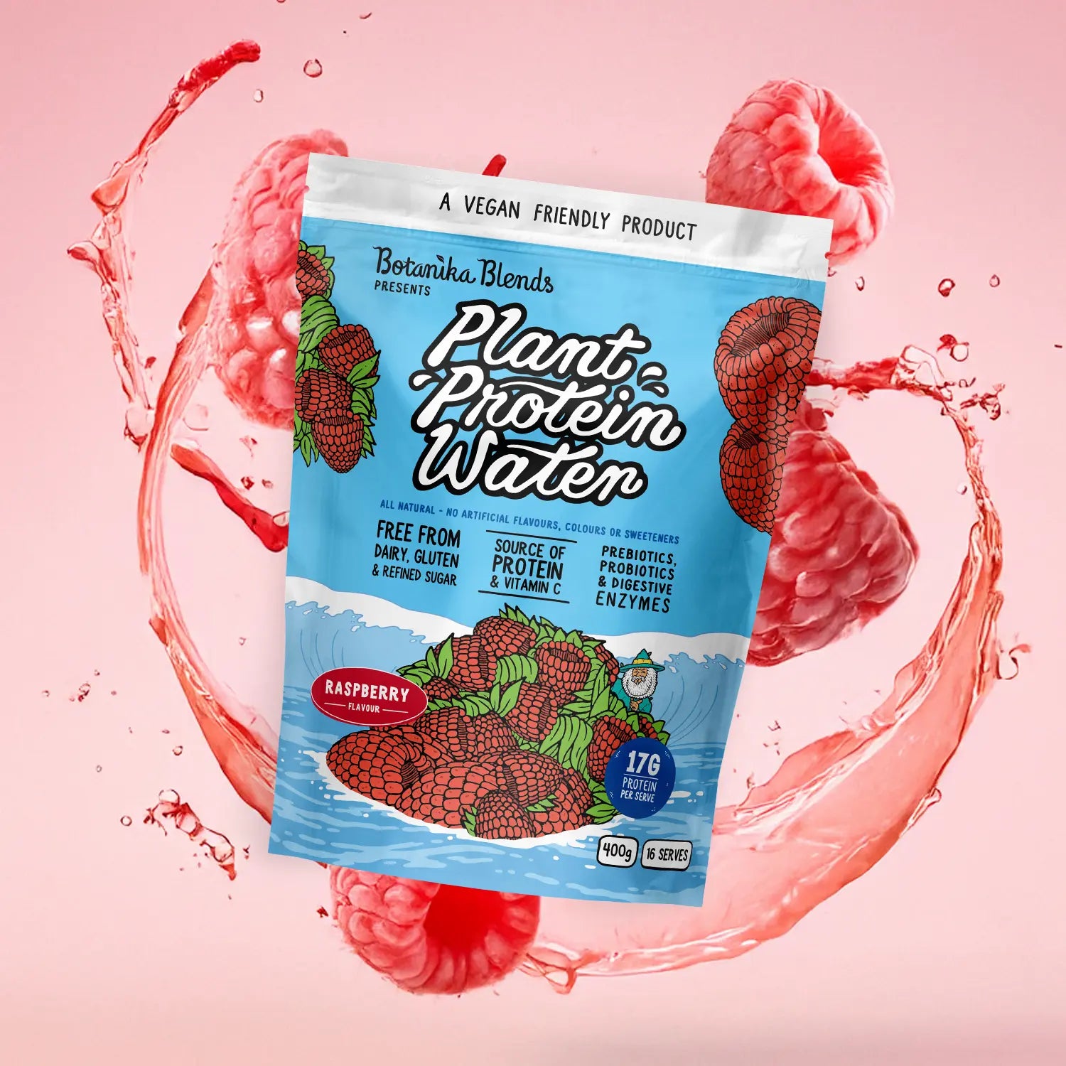 Botanika Blends Plant Protein Water Raspberry 400g — official lifestyle / flavour image