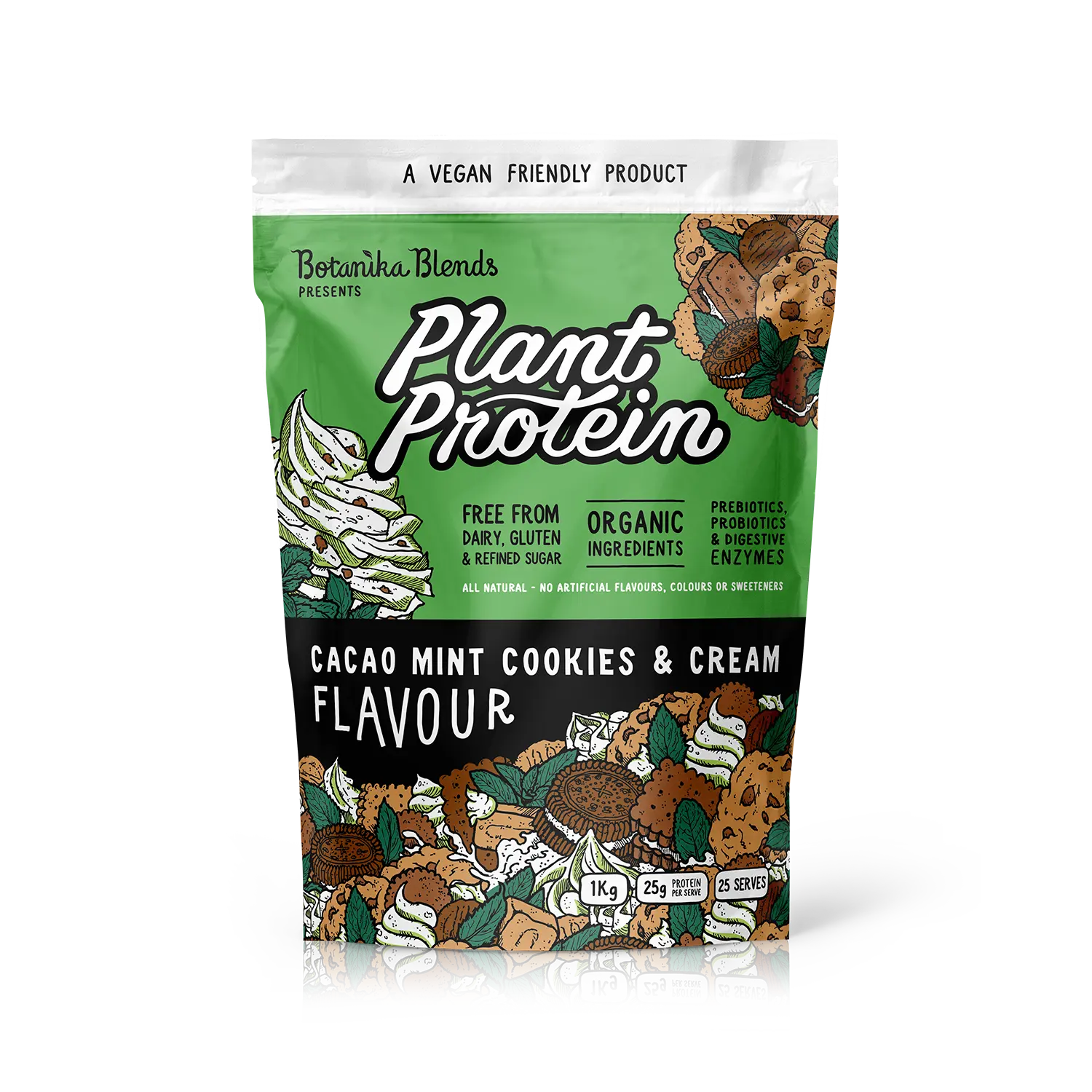 Botanika Blends Plant Protein Cacao Mint Cookies & Cream — front packshot