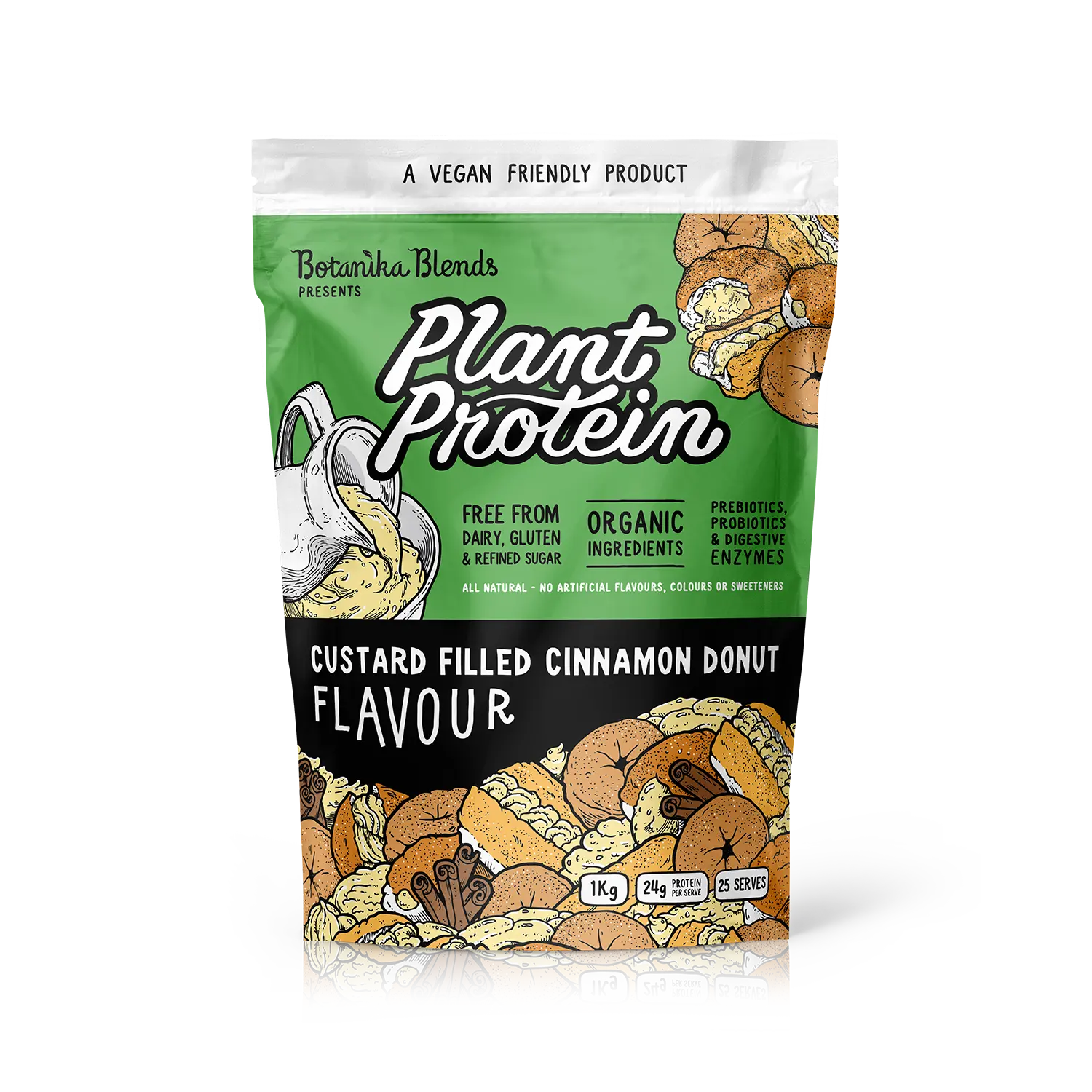 Botanika Blends Plant Protein Custard Filled Cinnamon Donut — front packshot