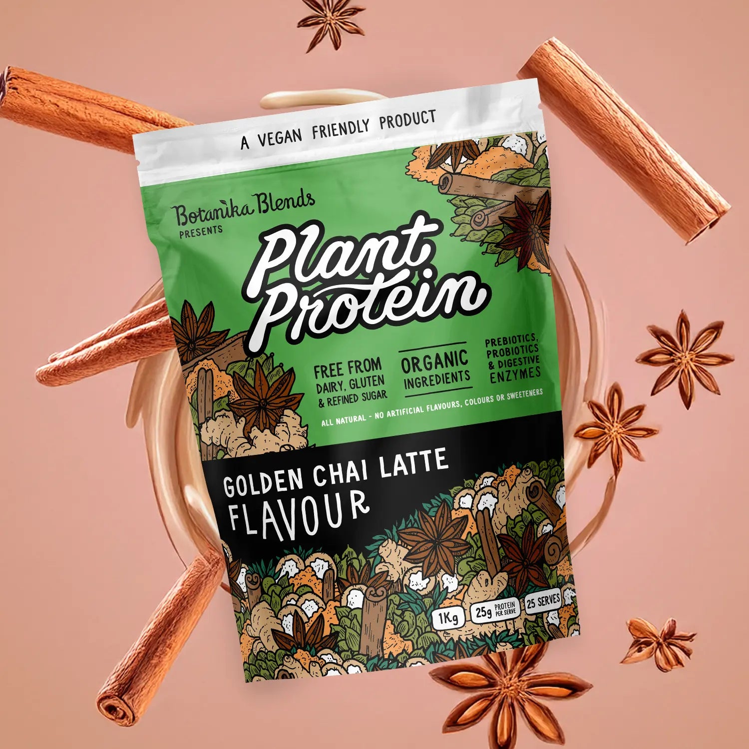 Botanika Blends Plant Protein Golden Chai Latte — official lifestyle / flavour image