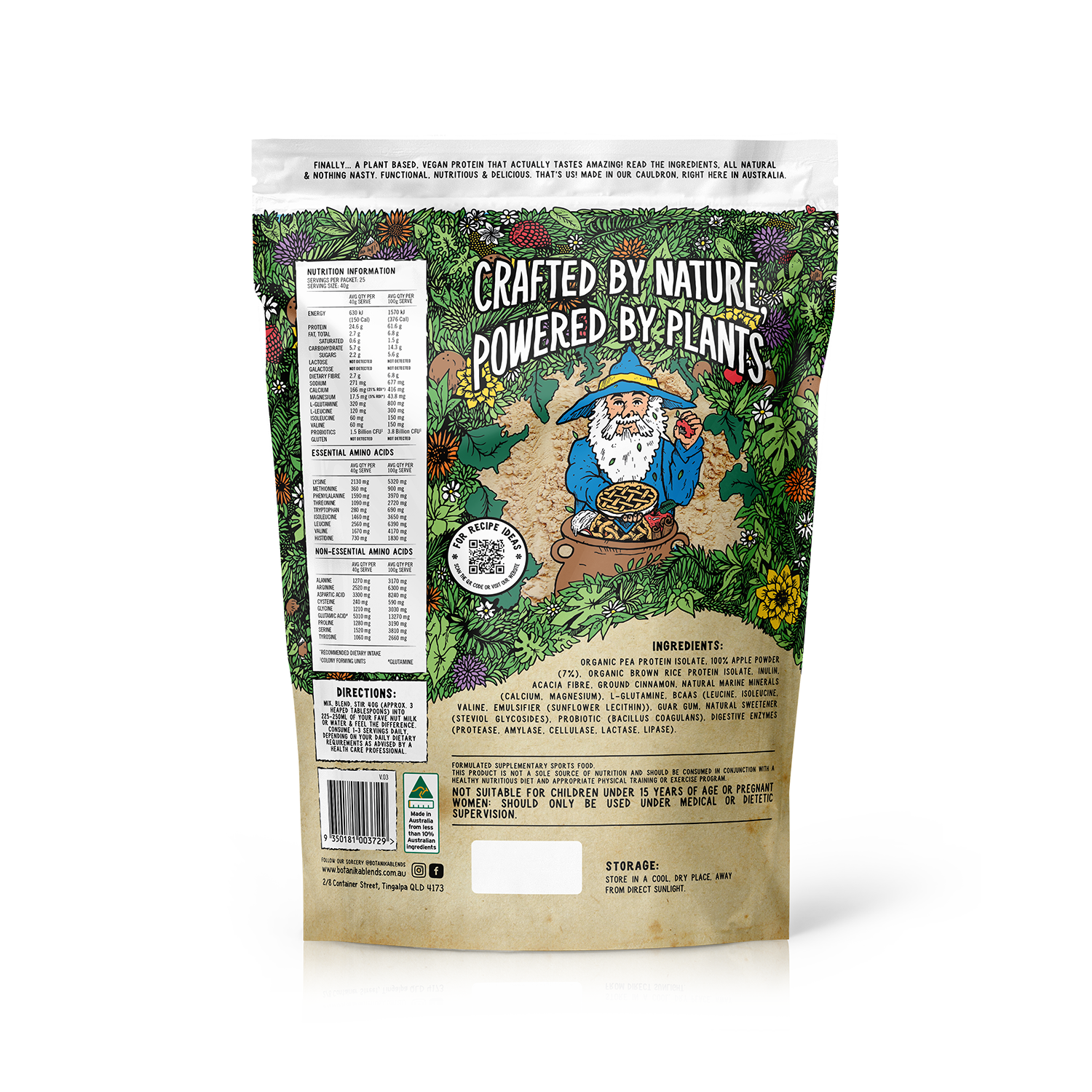 Botanika Blends Plant Protein Oh My Apple Pie — back / nutrition image