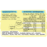 Blue Dinosaur Lemon & Macadamia Snack Bar 12x45g — back of pack and product information