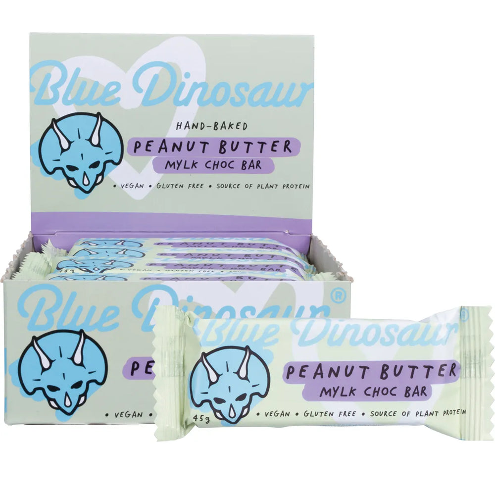 (Clearance - BBD 25/09/24) Blue Dinosaur Hand-Baked Vegan Protein Bar Peanut Butter & Mylk Chocolate 12 x 45g