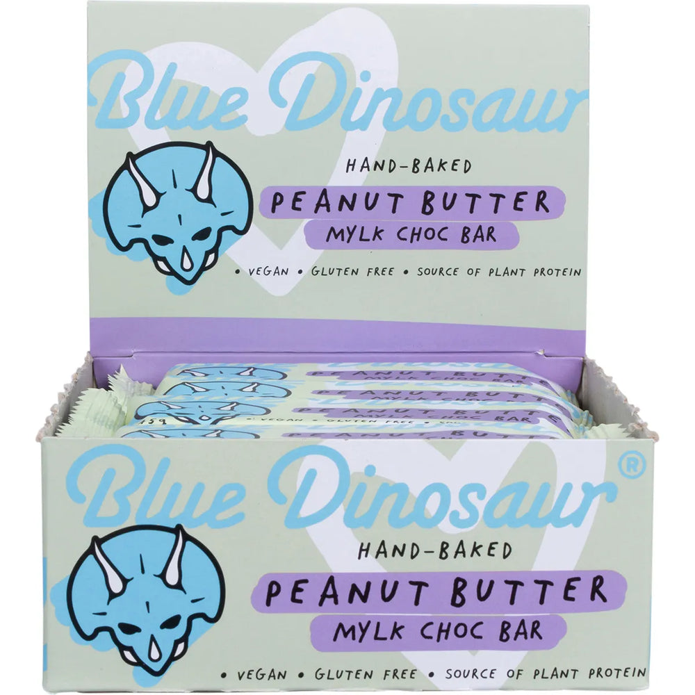 (Clearance - BBD 25/09/24) Blue Dinosaur Hand-Baked Vegan Protein Bar Peanut Butter & Mylk Chocolate 12 x 45g