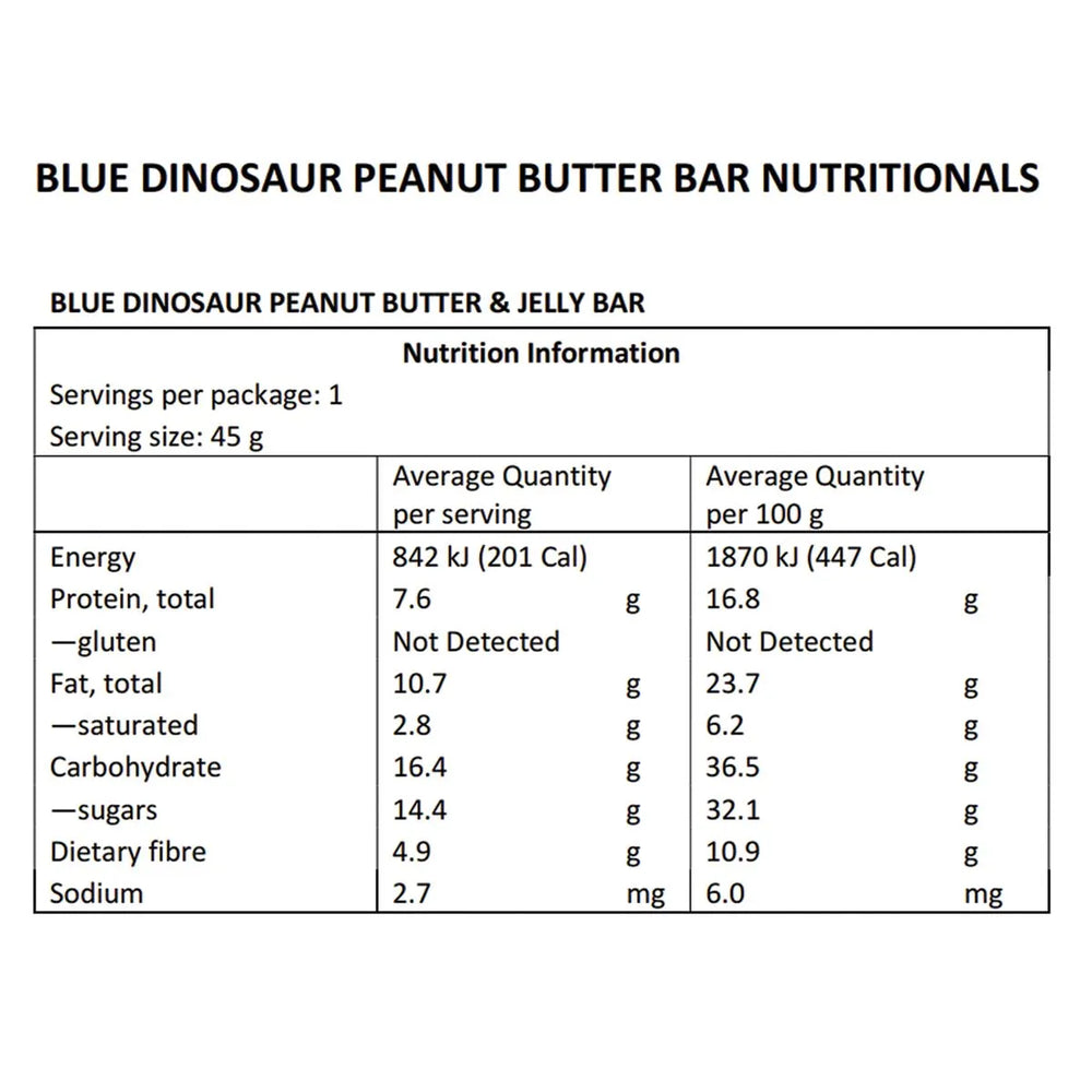 (Clearance - BBD 28/09/24) Blue Dinosaur Hand-Baked Vegan Protein Bar Peanut Butter & Jelly 12 x 45g