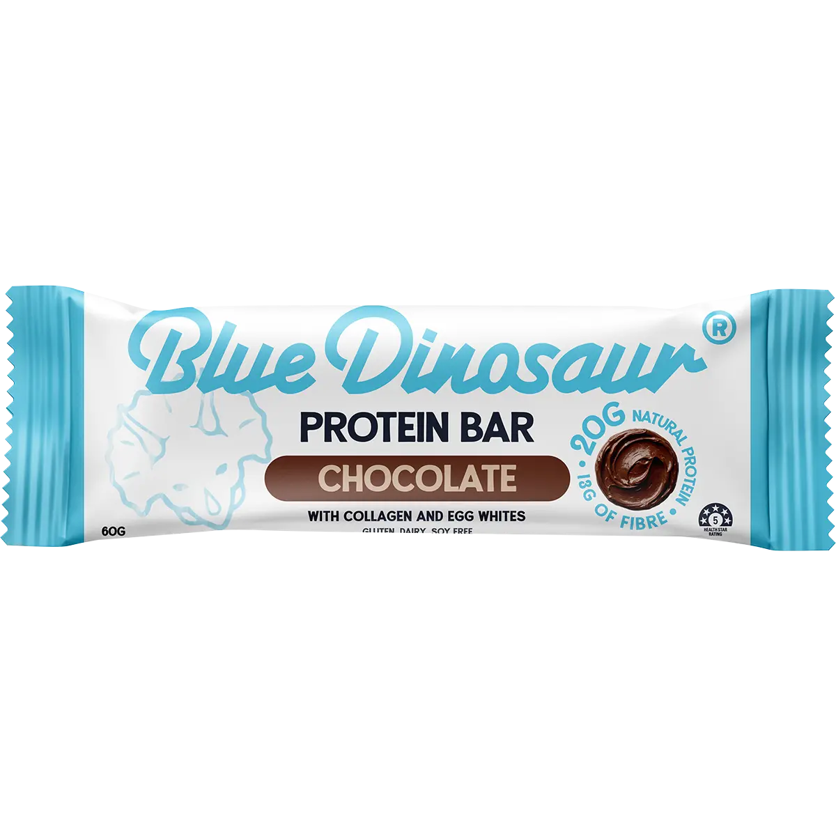 Blue Dinosaur Chocolate Protein Bar carton 12x60g