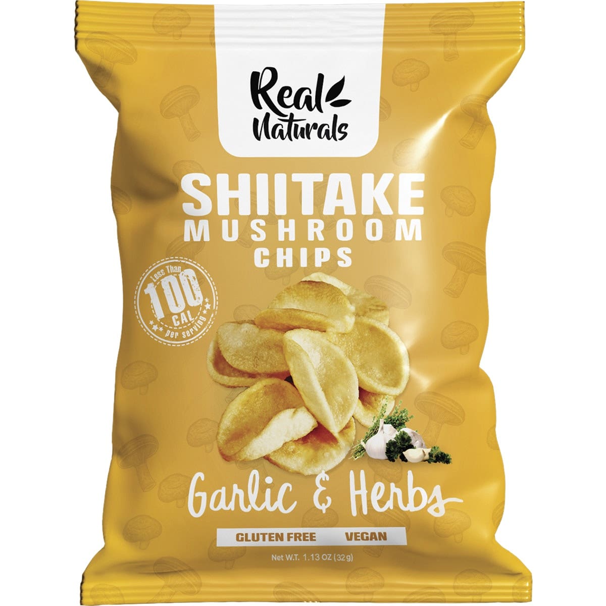 Real Naturals Shiitake Mushroom Chips Garlic & Herbs 12 x 32g
