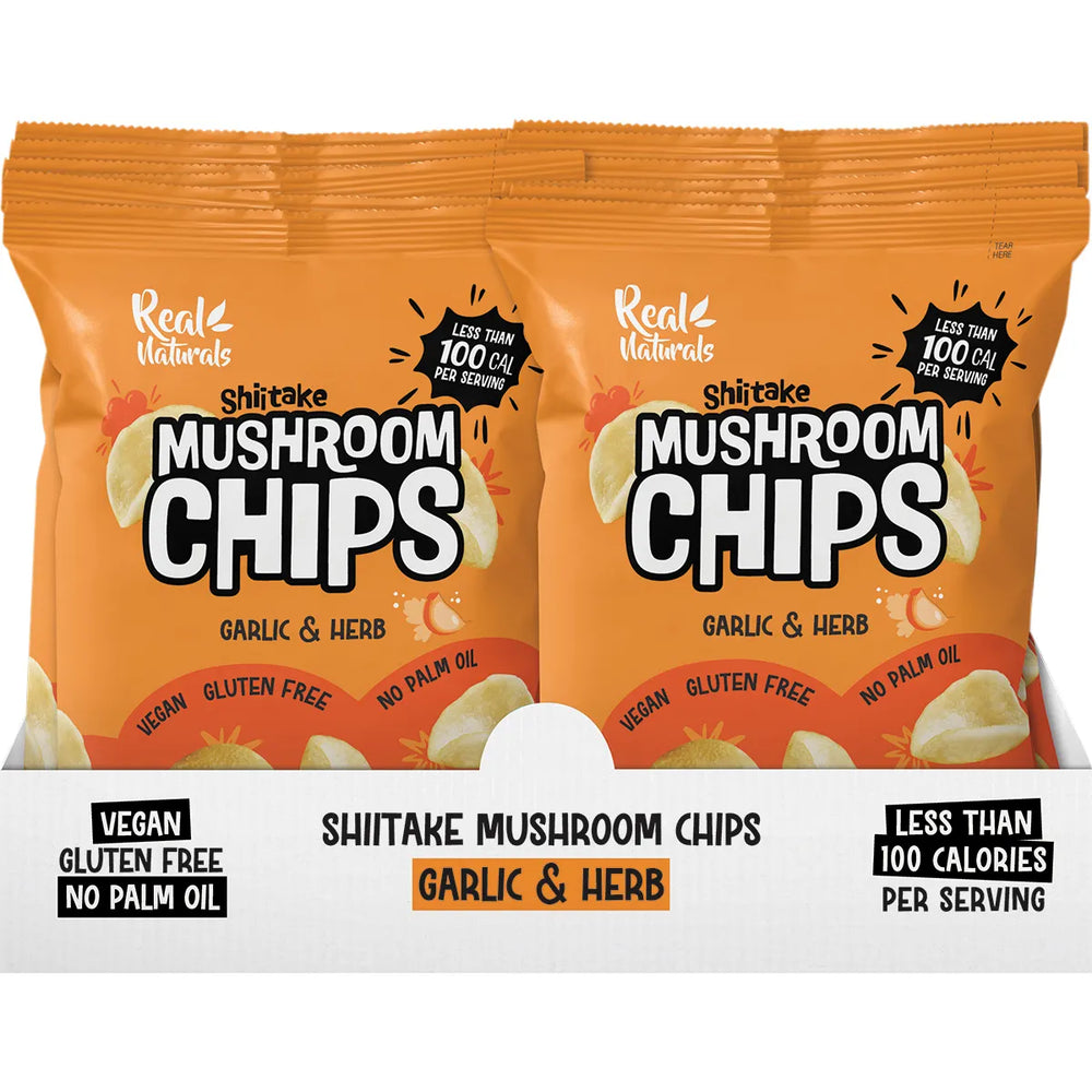 Real Naturals Shiitake Mushroom Chips Garlic & Herbs 12 x 32g