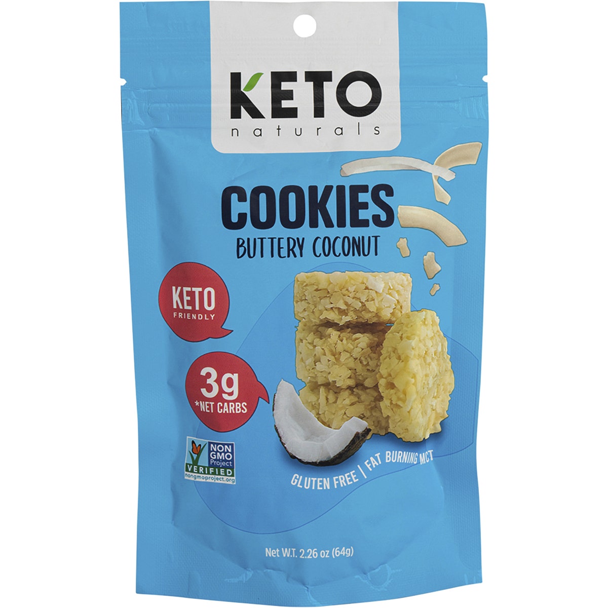 (CLEARANCE) Keto Naturals Cookies Buttery Coconut - 8 x 64g