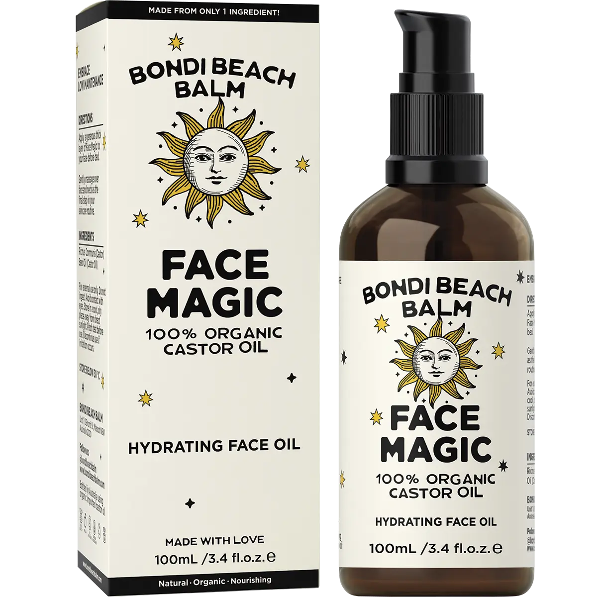 Bondi Beach Balm FACE MAGIC 100% Organic Castor Oil 100ml