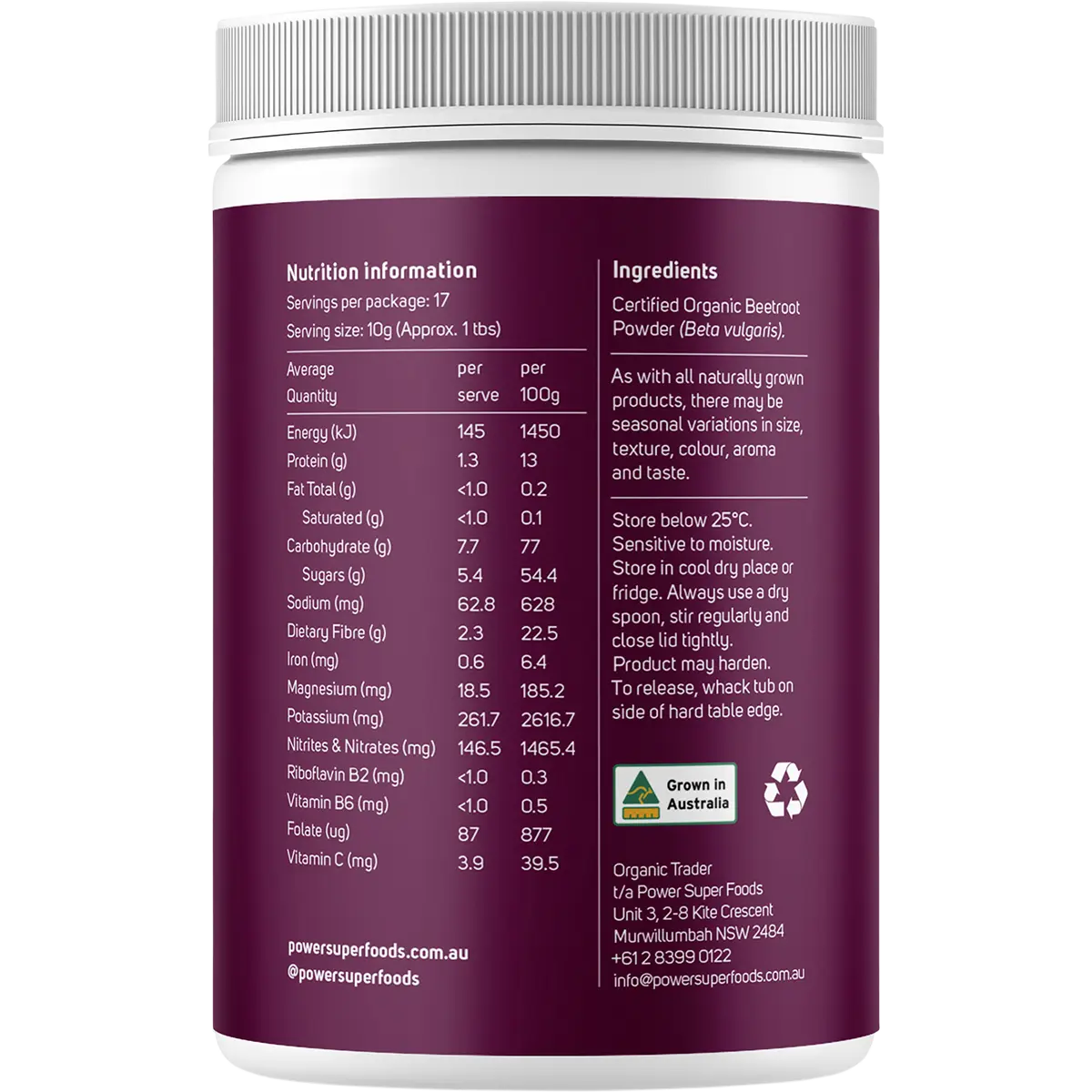 Power Super Foods Beetroot Powder - Origin 170g