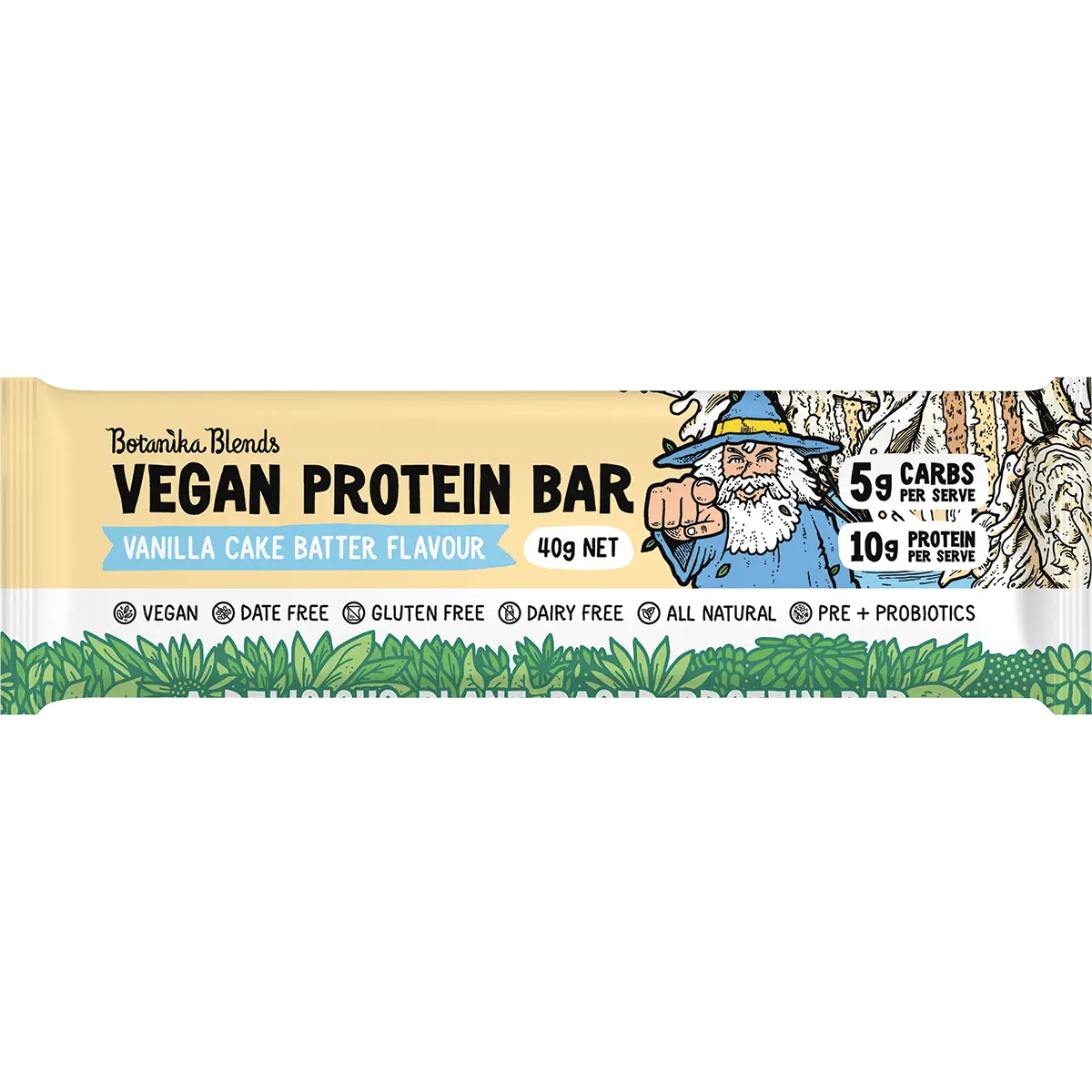 Botanika Blends Vegan Protein Bars Vanilla Cake Batter 12x40g front product image