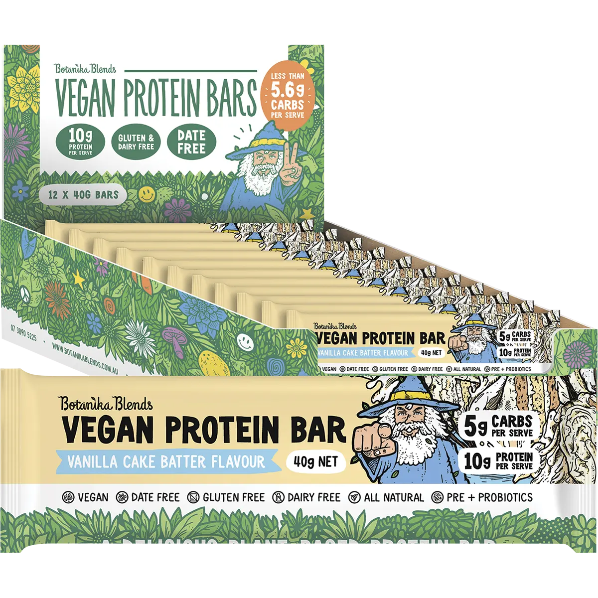 Botanika Blends Vegan Protein Bars Vanilla Cake Batter 12x40g additional display image