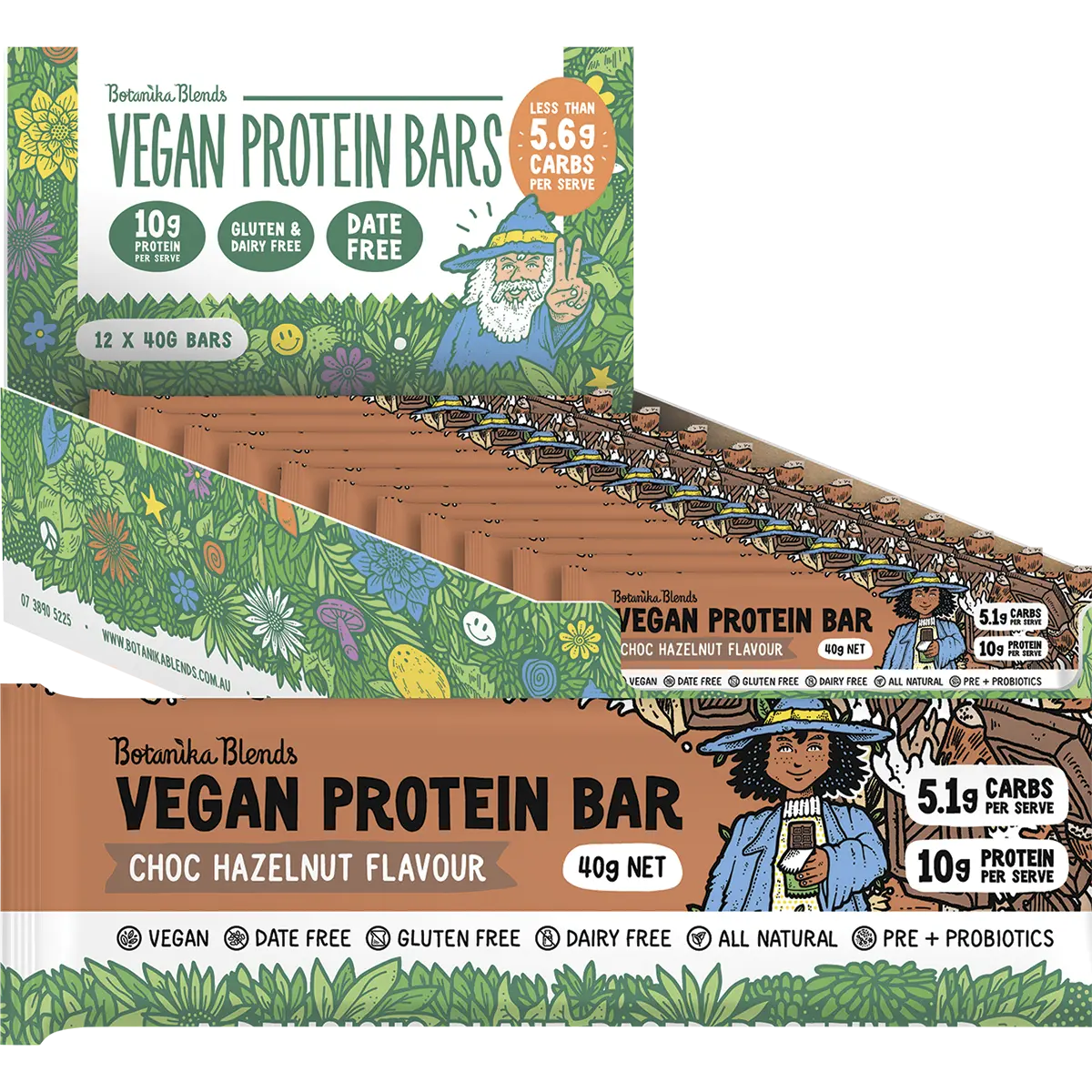 Botanika Blends Vegan Protein Bars Choc Hazelnut 12x40g additional display image