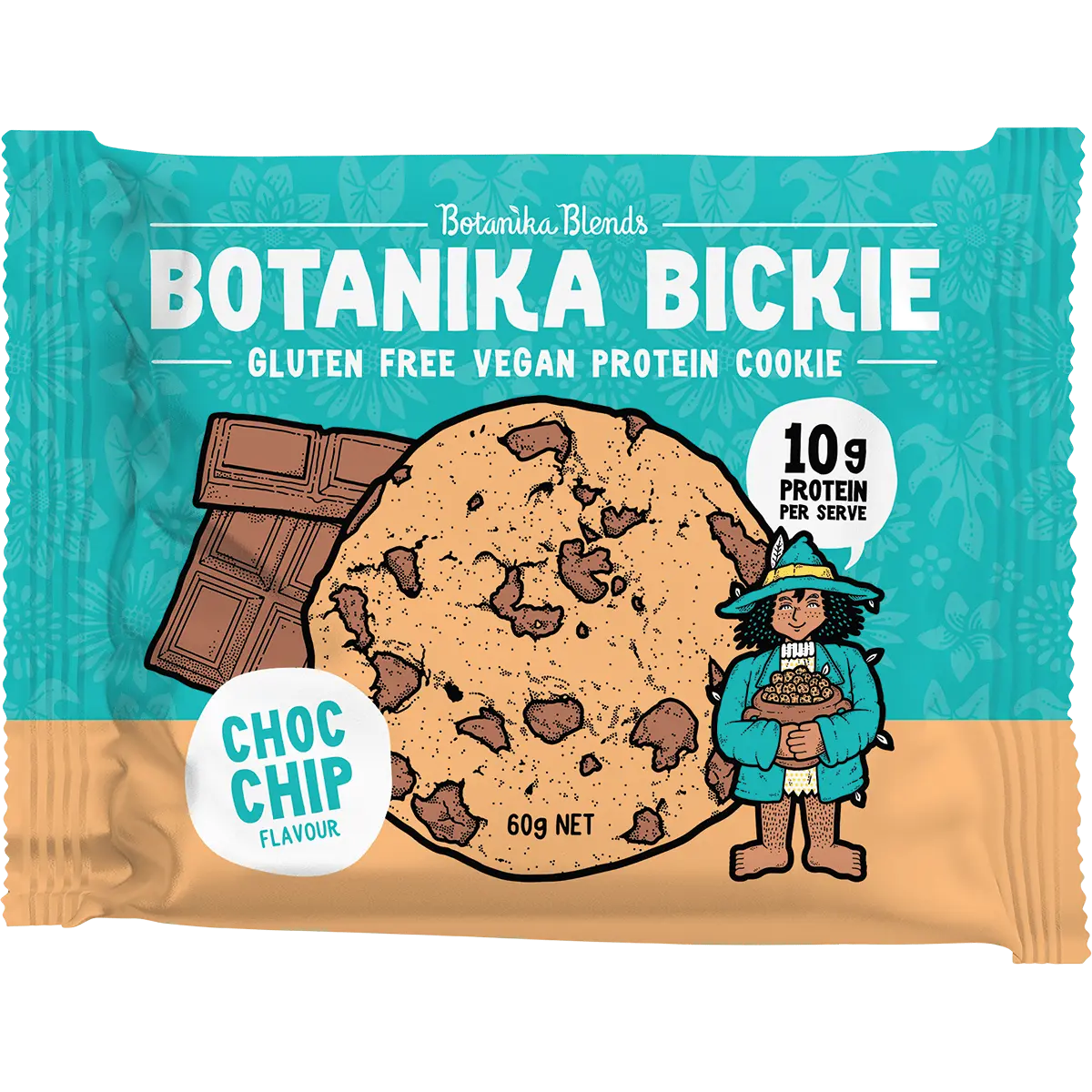 Botanika Blends Bickie Vegan Protein Cookie- Choc Chip 12x60g front product image