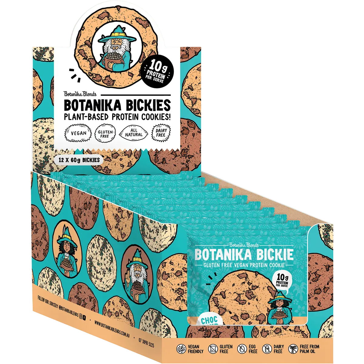 Botanika Blends Bickie Vegan Protein Cookie- Choc Chip 12x60g additional display image