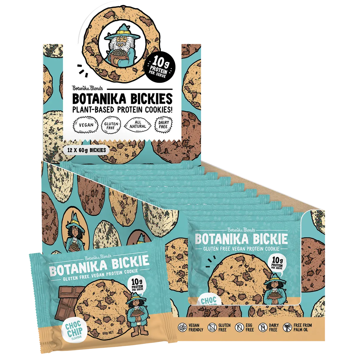 Botanika Blends Bickie Vegan Protein Cookie- Choc Chip 12x60g additional display image