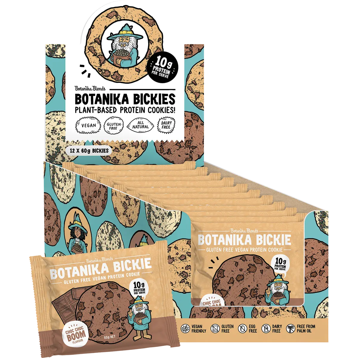 Botanika Blends Bickie Vegan Protein Cookie- Choc Choc Boom 12x60g additional display image