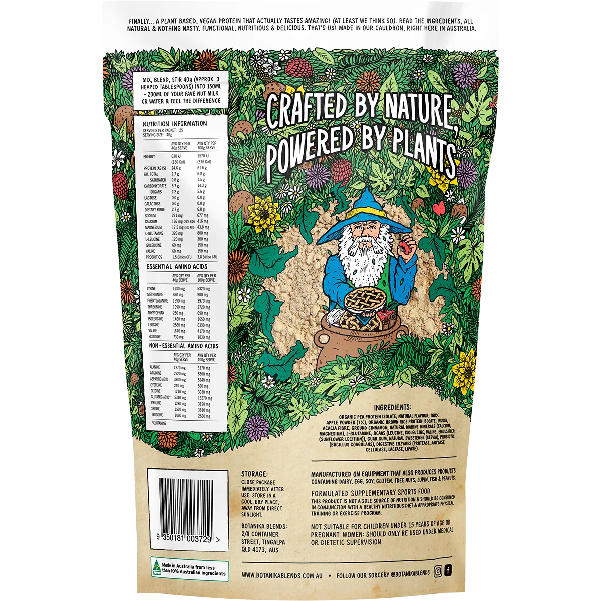 Botanika Blends Plant Protein Apple Pie — back pack image (UHP)