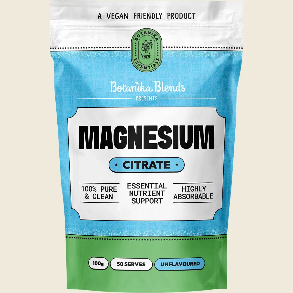 Botanika Blends Magnesium Citrate 100g, verified original supplier pouch image